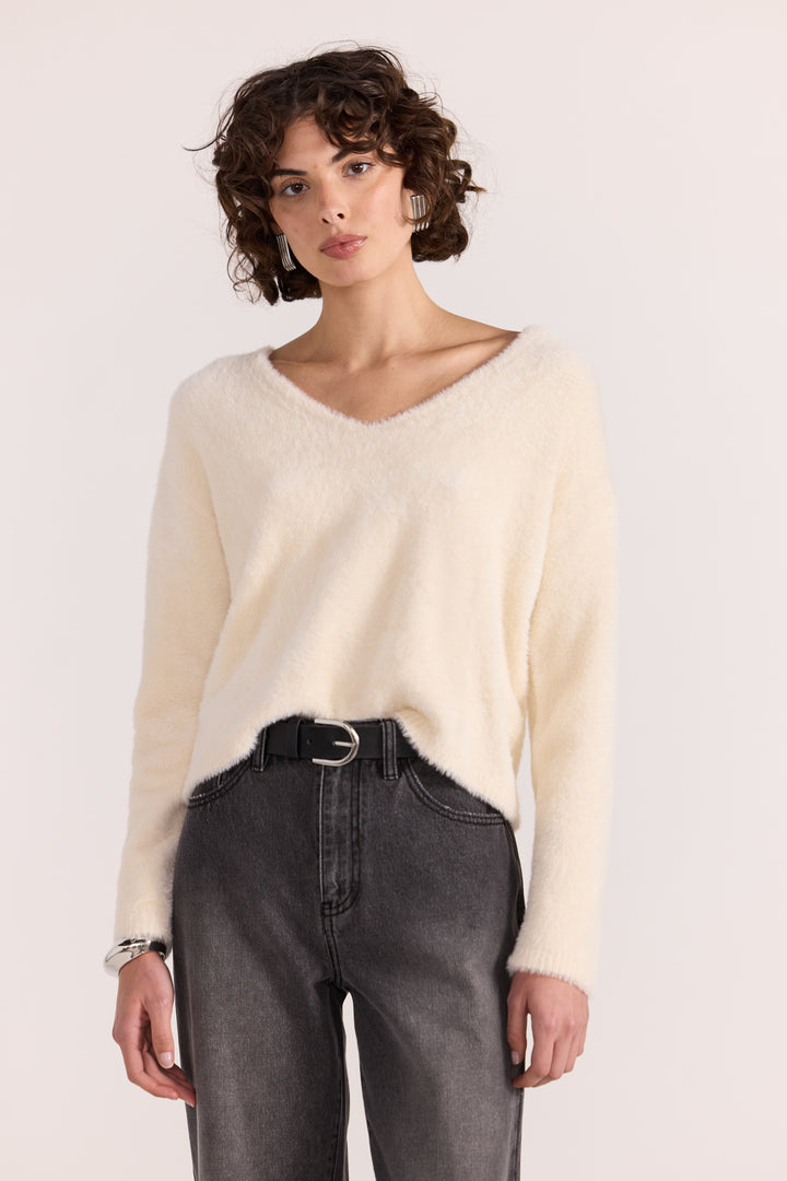Staple The Label Ember Fluffy Knit Jumper | Cream