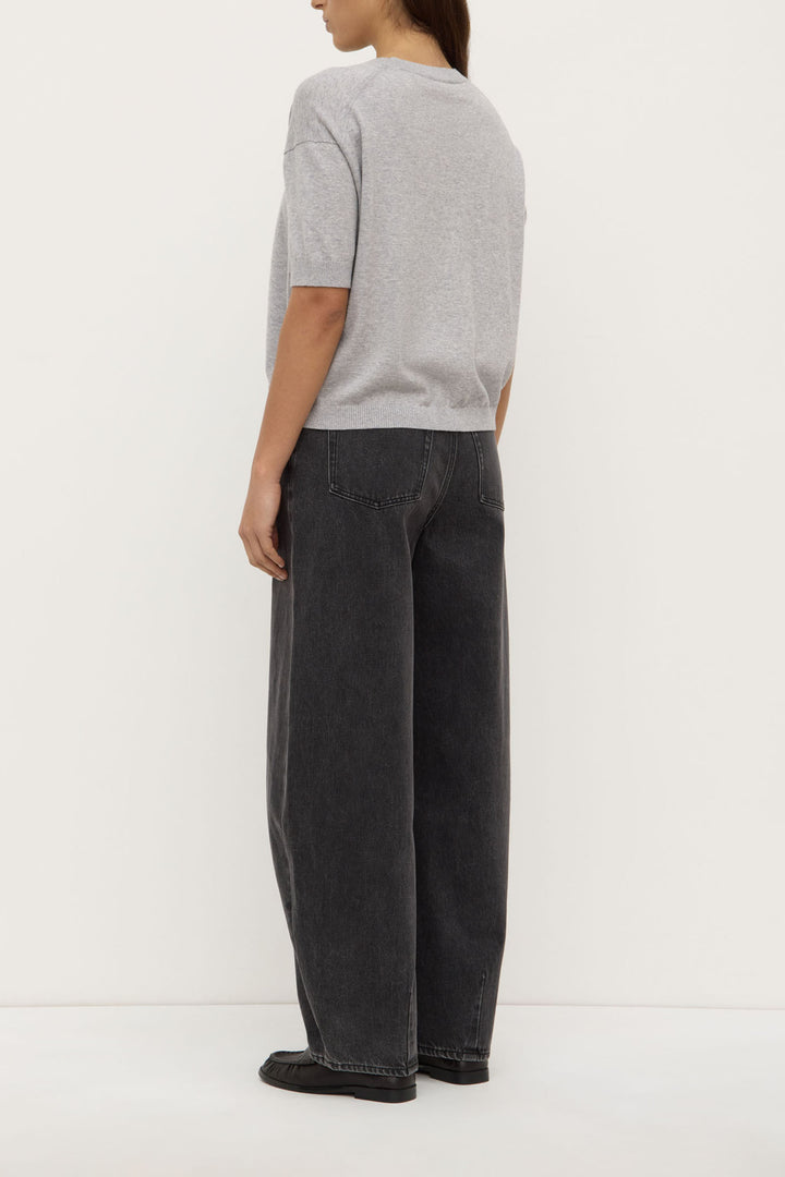 Assembly Label Vanya Cotton Cashmere Boxy Knit Tee | Grey Marle