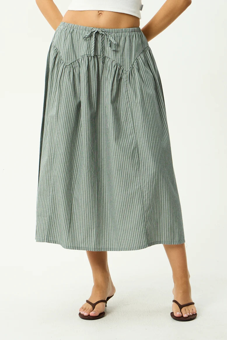 Afends Pinned Midi Skirt | Sycamore Stripe