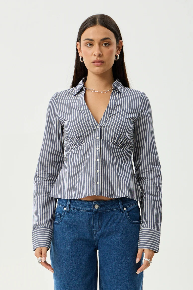 Afends Archive Shirt | Navy Stripe
