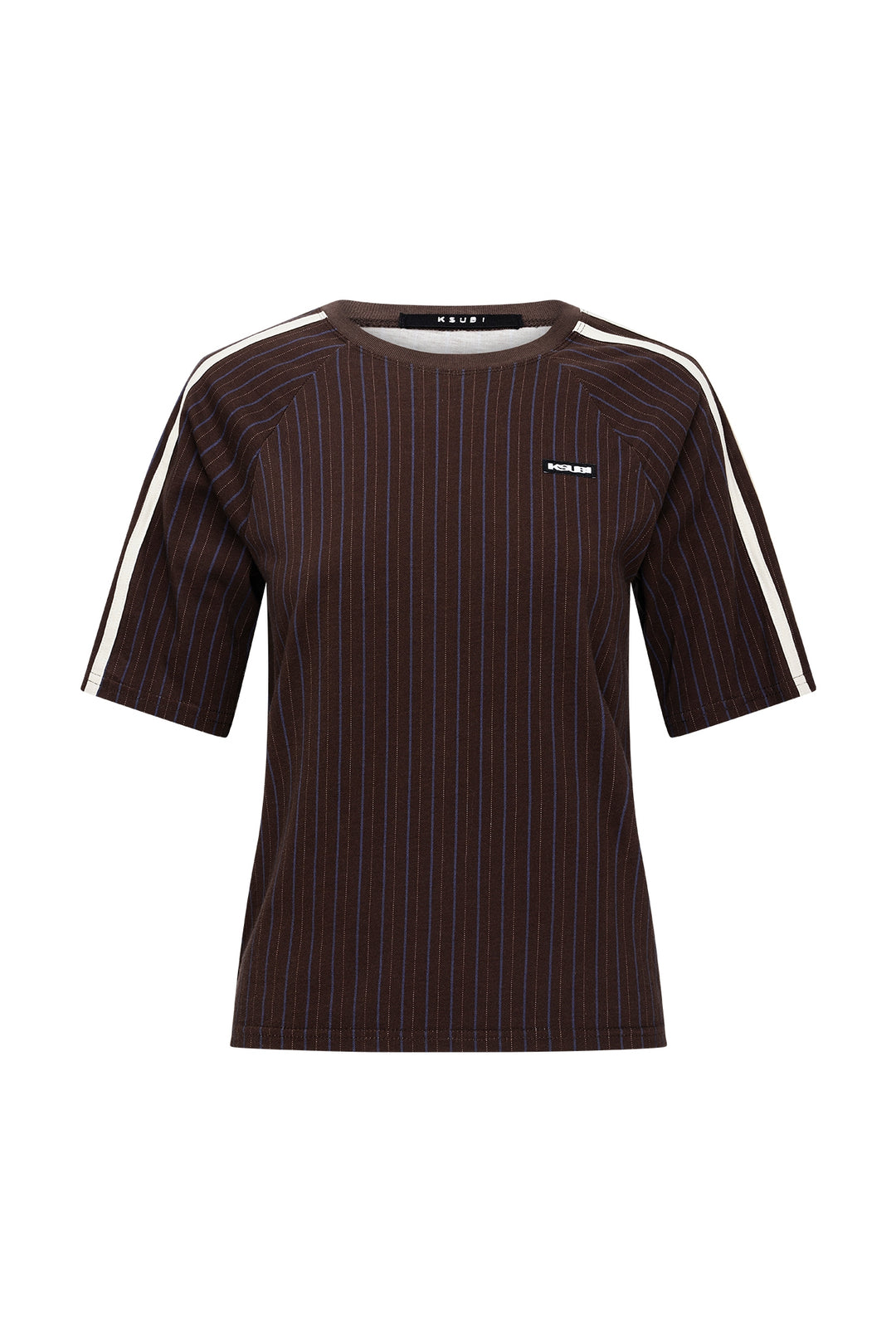 Ksubi Porter SS Top | Chocolate Pinstripe