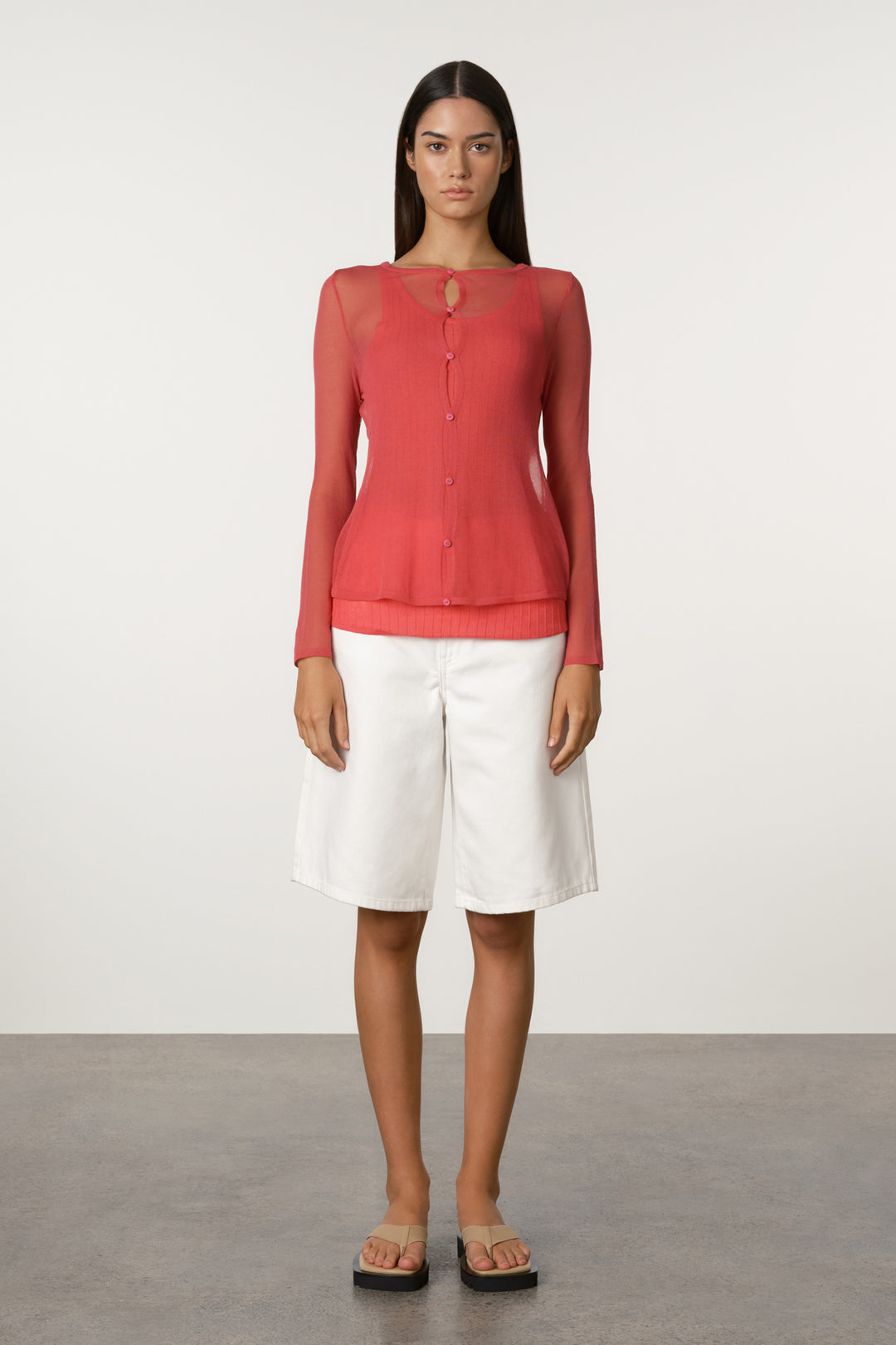 Zulu & Zephyr Sheer Knit Cardigan Set | Berry