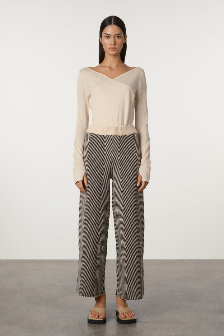 Zulu & Zephyr Knit Pant | Black Herringbone