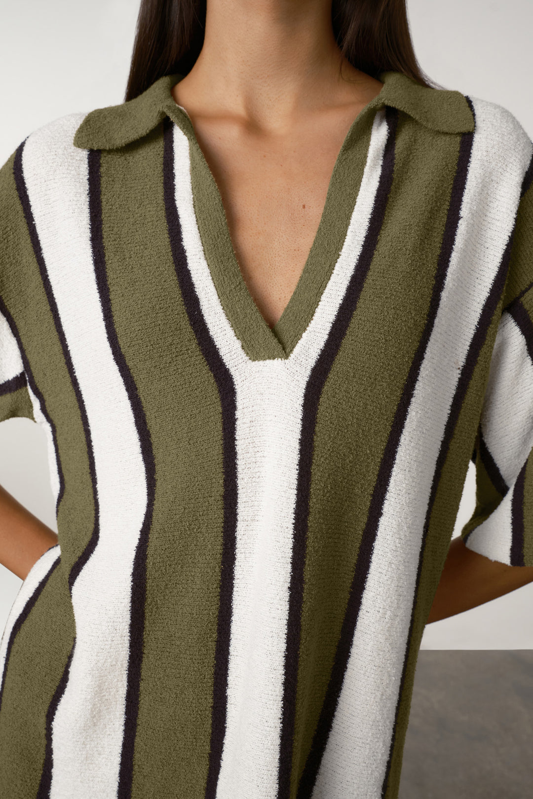 Zulu & Zephyr Textured Knit Shirt | Olive Stripe
