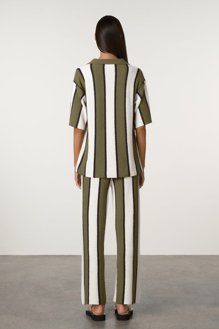 Zulu & Zephyr Textured Knit Shirt | Olive Stripe