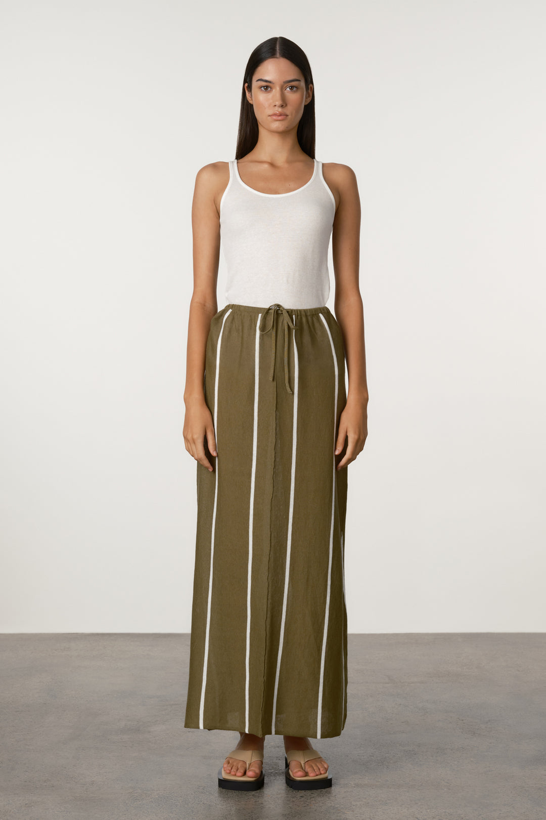 Zulu & Zephyr Pinstripe Knit Skirt | Olive