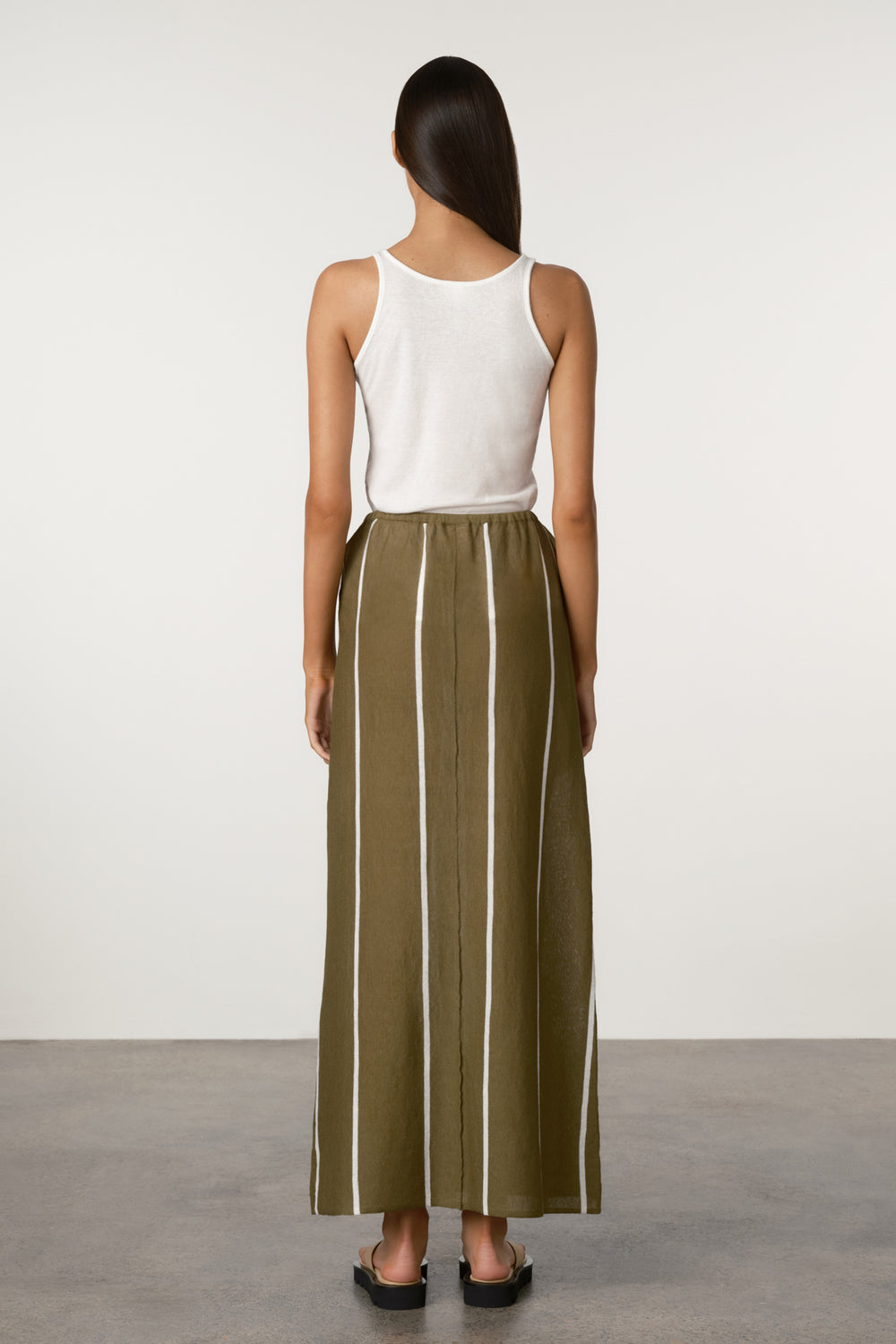 Zulu & Zephyr Pinstripe Knit Skirt | Olive