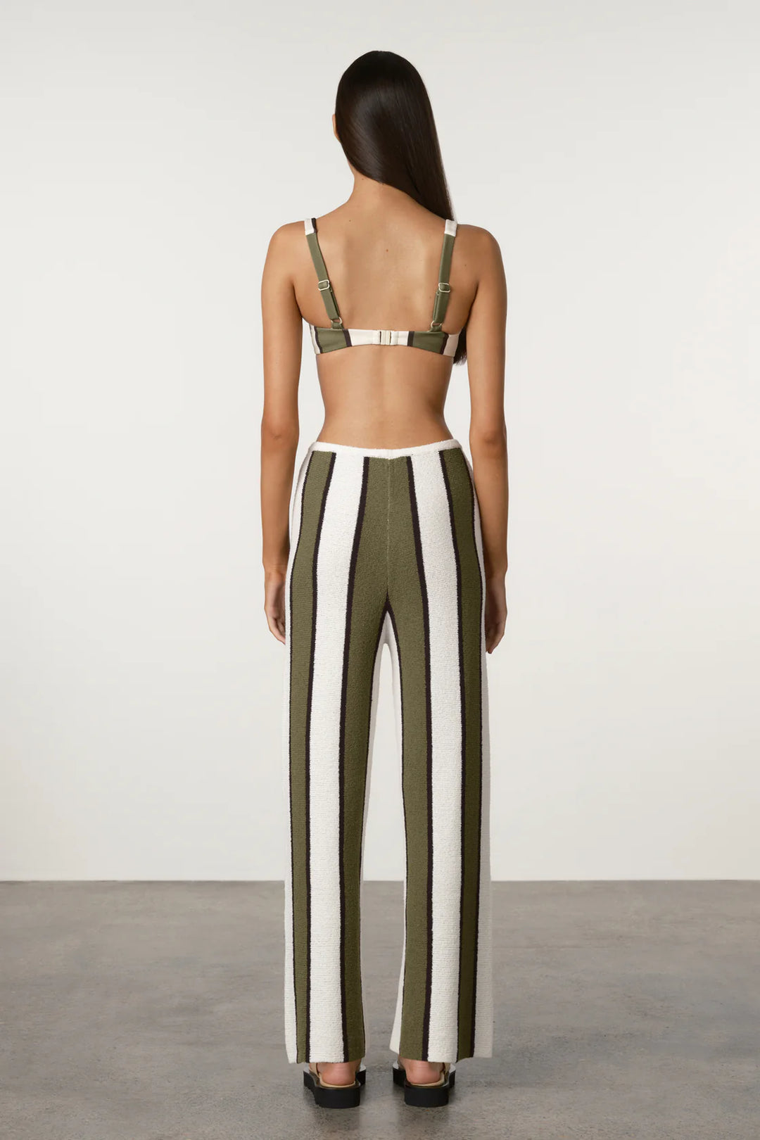 Zulu & Zephyr Textured Knit Pant | Olive Stripe