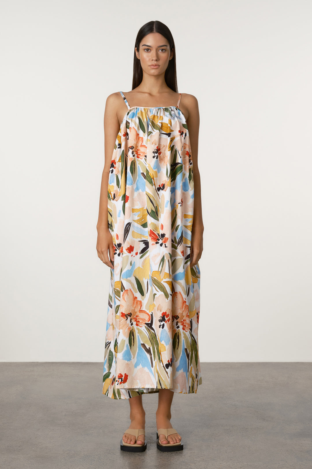 Zulu & Zephyr Gathered Cotton Dress | Summer Floral