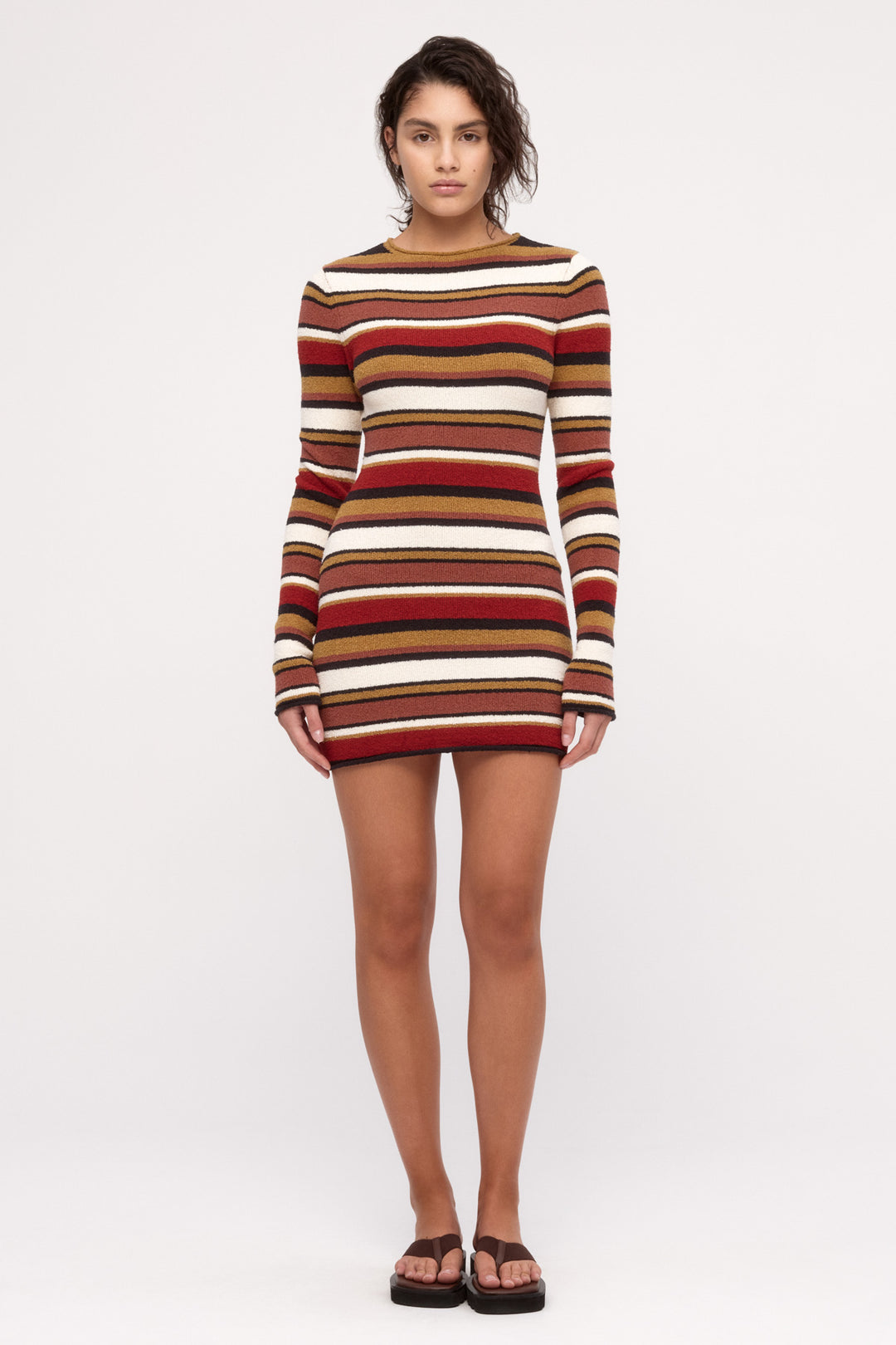 Zulu & Zephyr Textured Knit Mini Dress | Earth Stripe