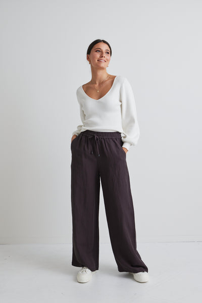 Reunion Label Resort Linen Pant - Dark Olive