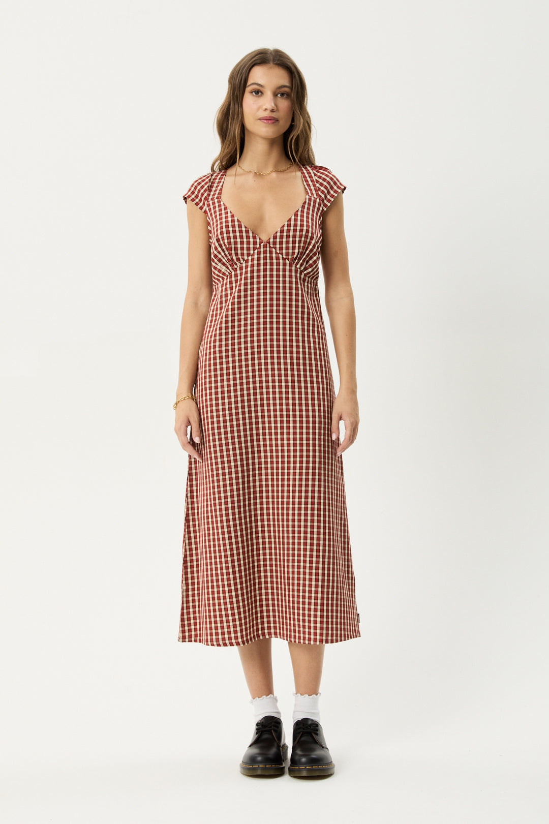 Afends Austin Check Midi Dress | Red Rum