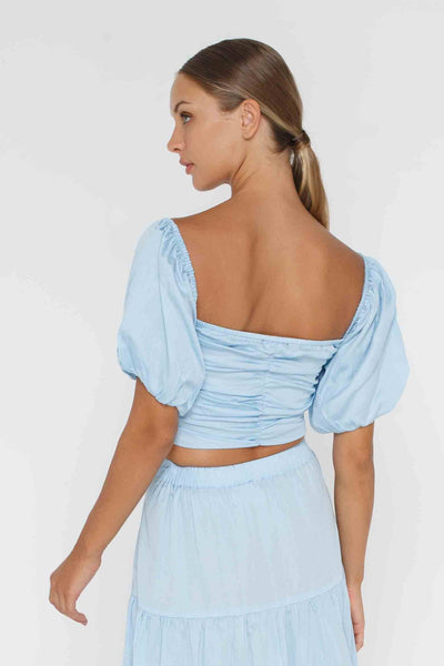 BLAK BE IN LOVE TOP - FRENCH BLUE  The Blak Be In Love Top is a super-cute cropped top which can easily be dressed up or down. 