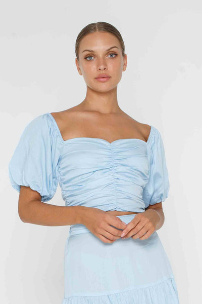 BLAK BE IN LOVE TOP - FRENCH BLUE  The Blak Be In Love Top is a super-cute cropped top which can easily be dressed up or down. 