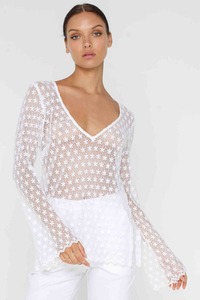 BLAK ONE LAST TIME TOP - WHITE  The Blak One Last Time Top is a gorgeous sheer long sleeve available in white.