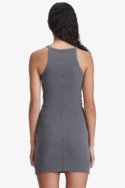 COMMONERS MINI RIB TANK DRESS  The Commoners Mini Rib Tank Dress is a super-cute and easy to wear mini length dress now available in Black and Stormy.