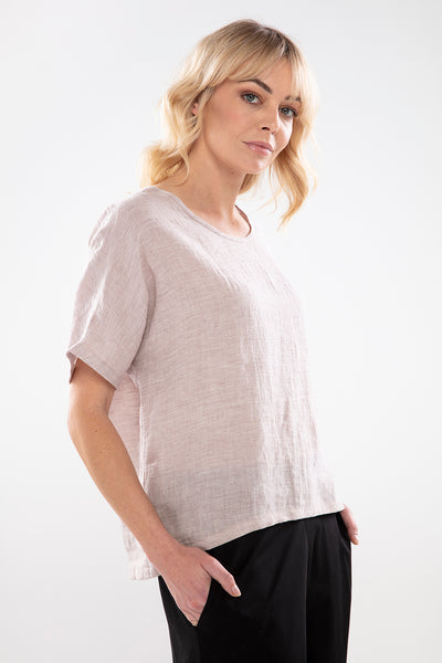 NES JASMINE TOP  The Nes Jasmine Top is a simple, yet stylish basic, perfect for the changing seasons, and is available in Coffee and Hemp.  The Jasmine Top features a curved neckline, with quarter sleeves and a gently curved hemline which drops slightly lower at the back.