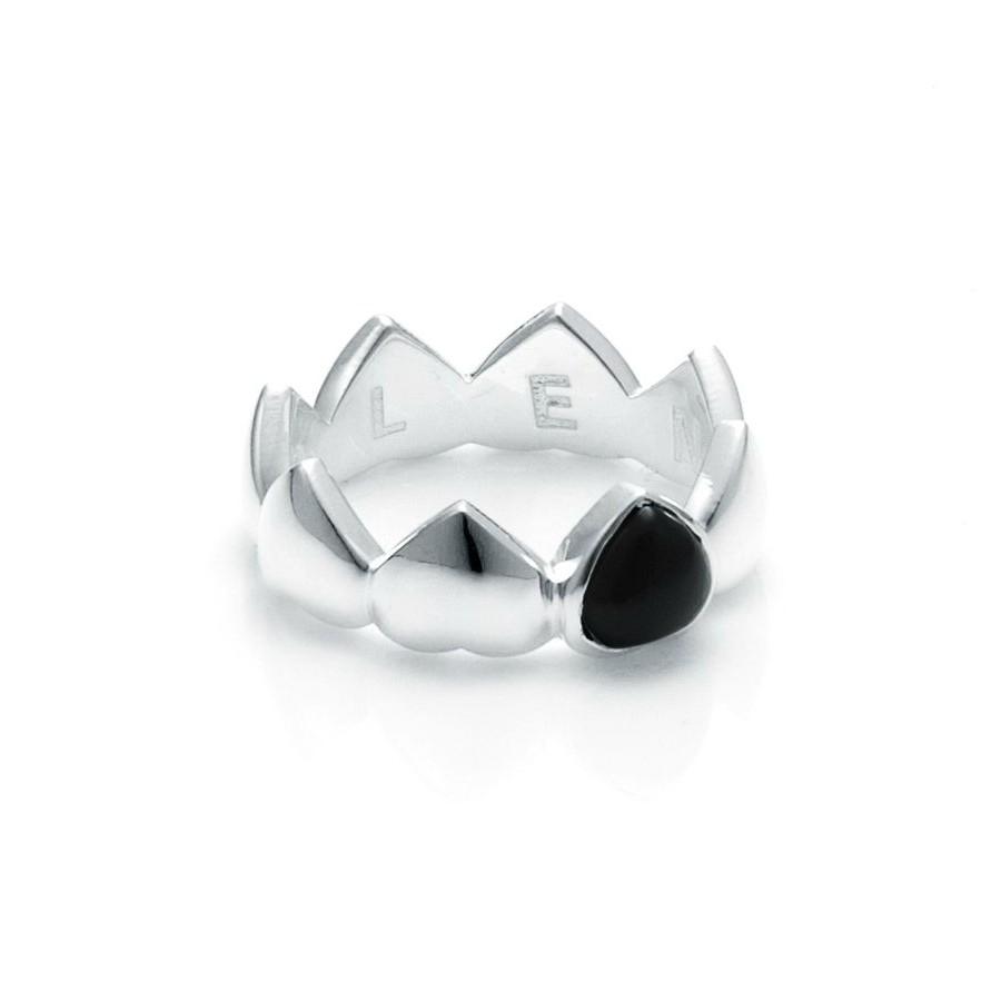 Stolen Girlfriends Club Band Of Hearts Ring - Onyx The Stolen Girlfriends Club Band of Hearts Ring is an edgy modern ring. An update on one of Stolen Girlfriends Club Cult favourites, Featuring a band of hearts with a Onyx stone. Crafted in sterling silver this ring makes a statement.
