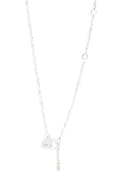 BY CHARLOTTE DREAM WEAVER NECKLACE  The By Charlotte Dream Weaver Necklace is available in Sterling Silver.  This delicate necklace weaves together the serenity of the Freshwater Pearl, a sparkling crescent Moon for new beginnings, and a crystal encrusted Star pendant for celestial guidance. 