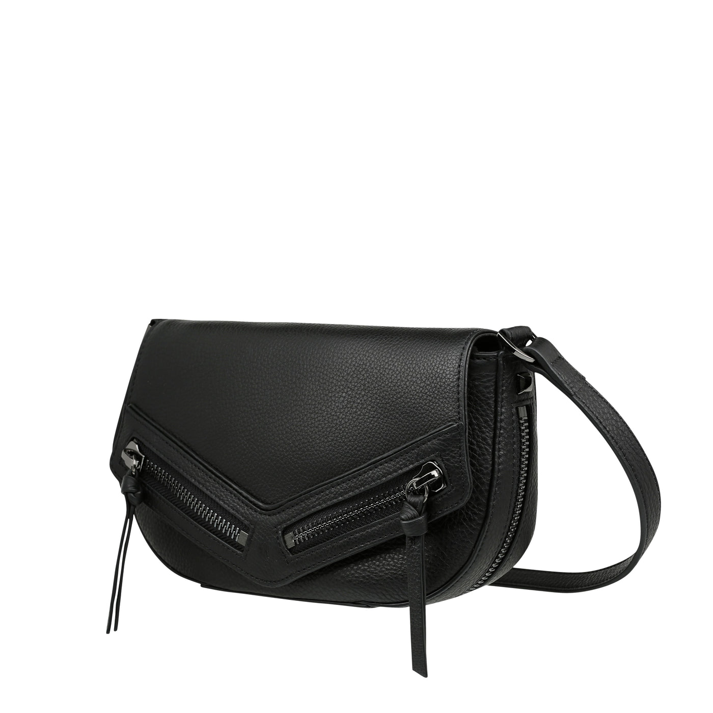 STATUS ANXIETY TRANSITORY BAG  The Status Anxiety Transitory Bag the perfect everyday on-the-go handbag, with a little edge. The Transitory Bag easily fits your essentials and is crafted from a full grain Italian leather. The Transitory bag features an external slip pocket for your phone which has a magnetised closure, and an internal zip pocket, finished with unique zipper detailing on the bottom, sides, and front. Complete with an adjustable strap so you decide the length.