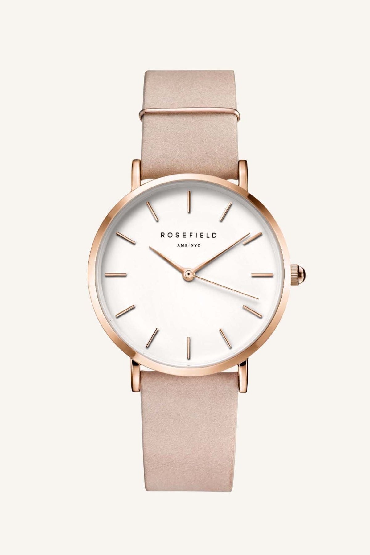 ROSEFIELD WEST VILLAGE WATCH  The Rosefield West Village Watch is a beautiful feminine watch sporting unique metal plated rings for added individuality and style, this watch effortlessly compliments any outfit weather it be causal or formal!  The West Village Watch features a subtle pearl sheen on the face, has a raw-cut unstitched leather strap, and is perfect for daily or occasion wear.